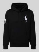 Hoodie met logostitching en kangoeroezak
