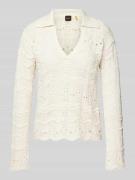 Gebreide pullover met geribde V-hals, model 'Fyder'