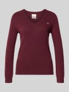 Gebreide pullover van lamswolmix met V-hals