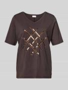 T-shirt met pailletten en V-hals