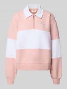 Sweatshirt met korte ritssluiting en logostitchings