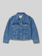 Kort jeansjack van zuiver katoen met opgestikte borstzakken