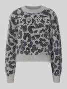 Regular fit gebreide pullover met all-over motief, model 'JUNGLE'