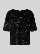 Relaxed fit T-shirt met all-over pailletten, model 'Cara'