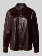 Relaxed fit overhemdblouse in leerlook