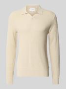 Gebreide pullover met structuurmotief en platte kraag