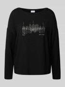 Oversized shirt met lange mouwen met labeldetail