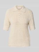 Gebreide pullover met 1/2-mouwen en knoopsluiting