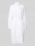 Overhemdjurk met strikceintuur en logostitching