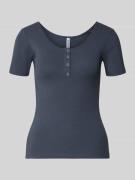 T-shirt met ribstructuur, model 'Kitte'