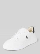 Sneakers van leer met labelstitching