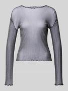 Slim fit shirt met lange mouwen van semi-transparante mesh