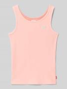 Top met bandjes in riblook met labelstitching