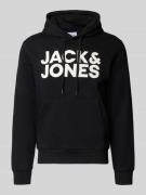 Hoodie met labelprint en kangoeroezak