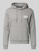 Hoodie met labelprint en kangoeroezak