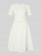 Knielange jurk van katoenmix met structuurmotief