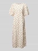 Midi-jurk met pofmouwen, model 'ROSEY'