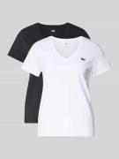T-shirt met labeldetail in een set van 2 stuks