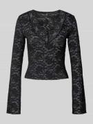 Slim fit shirt met lange mouwen in kantlook, model 'NIKKA'