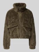 Loose fit fleecejack met opstaande kraag, model 'ANNA CONTACT'