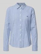 Overhemdblouse met logostitching en sportmanchetten