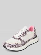 Sneakers van leermix met dierenprint