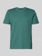 T-shirt met geribde ronde hals