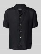 Regular fit linnen overhemd met reverskraag