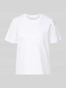 T-shirt met geribde ronde hals