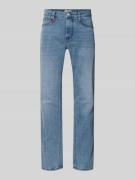 Straight fit jeans met logodetail, model 'Mitch'