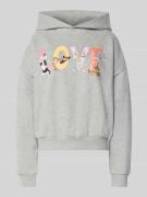 Hoodie met motiefprint en extra brede schouders