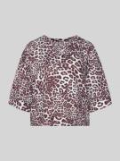 Relaxed fit T-shirt van viscosemix met all-over dierenprint