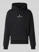 Hoodie met labelstitching en kangoeroezak