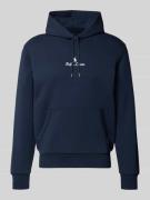 Hoodie met labelstitching en kangoeroezak