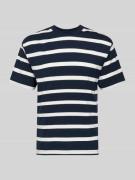 T-shirt met geribde ronde hals