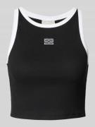 Korte top met labelstitching, model 'drew'