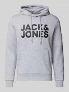 Hoodie met labelprint en kangoeroezak