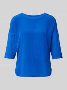 T-shirt met geribde ronde hals