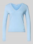 Slim fit shirt met lange mouwen van viscosemix met V-hals