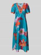 Midi-jurk van zijde met V-hals