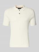 Slim fit poloshirt in gebreide look
