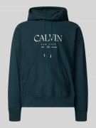 Hoodie met labelprint en kangoeroezak