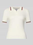 Slim fit poloshirt van viscosemix in gebreide look