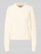 Gebreide pullover in polostijl met lange mouwen van bouclégaren