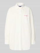 Oversized overhemdblouse van katoenmix