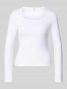 Shirt met lange mouwen  in riblook met labeldetail