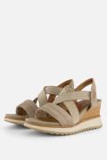 Tamaris Sandalen met sleehak taupe Leer