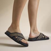 Cellini Raffia Slippers zwart Textiel