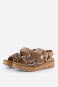 Feyn Sandalen Panterprint beige Leer