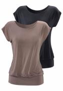 NU 20% KORTING: Lascana Lang shirt met brede tailleband (Set van 2)